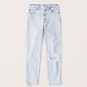 A&F High Rise Mom Jeans - light washed, distressed